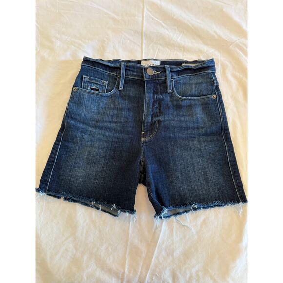 FRAME Le Tour Short Denim Shorts Raw Edge Cut Off Size 25 Women's - Picture 1 of 6